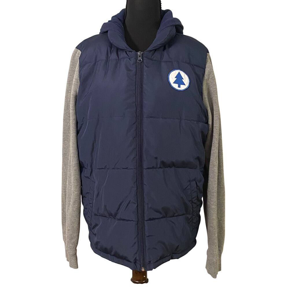 Disney Gravity Falls Dipper Pines Hooded Puffer Jacket Medium Navy Gray